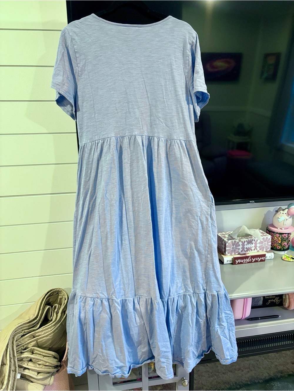 Old Navy Light Blue Cotton Midi Tiered Dress - Picture 7 of 7